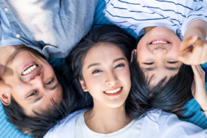 a closeup of a family smiling